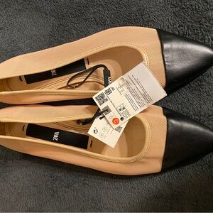 Zara Black and Tan Flats